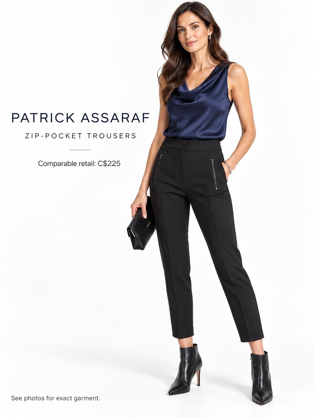 Patrick Assaraf Black Zip Pocket Pants Like New Polished Old Money Designer